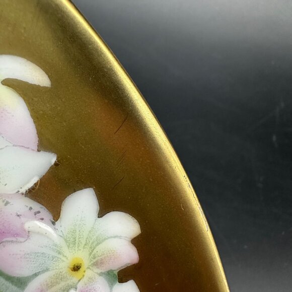Antique Floral Tray Plate Handles Gold Bavaria Flowers Porcelain Hand Painted - Picture 9 of 11